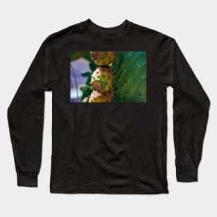 Close up to the orange fruits of Opuntia ficus-indica (prickly pear) Long Sleeve T-Shirt